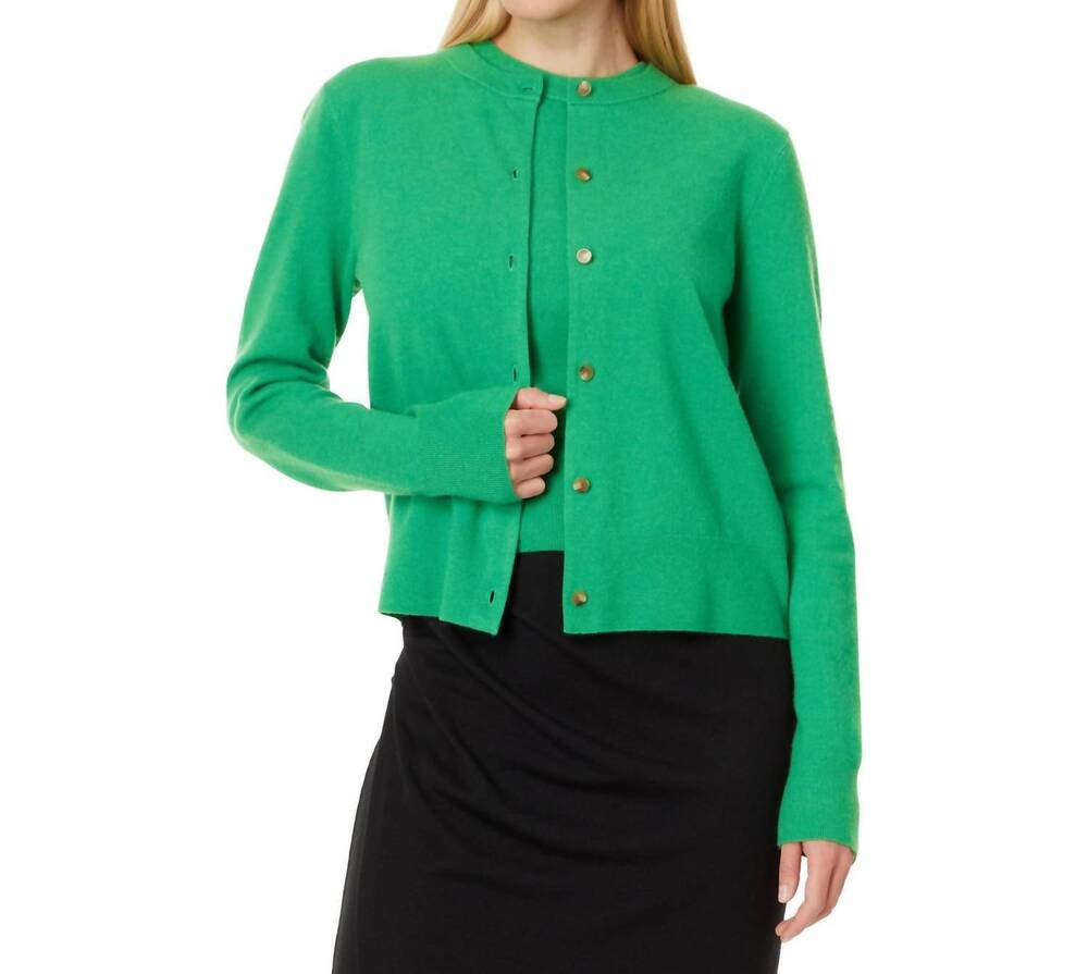 NEW VINCE wool blend shank button cardigan - plus in dark parakeet